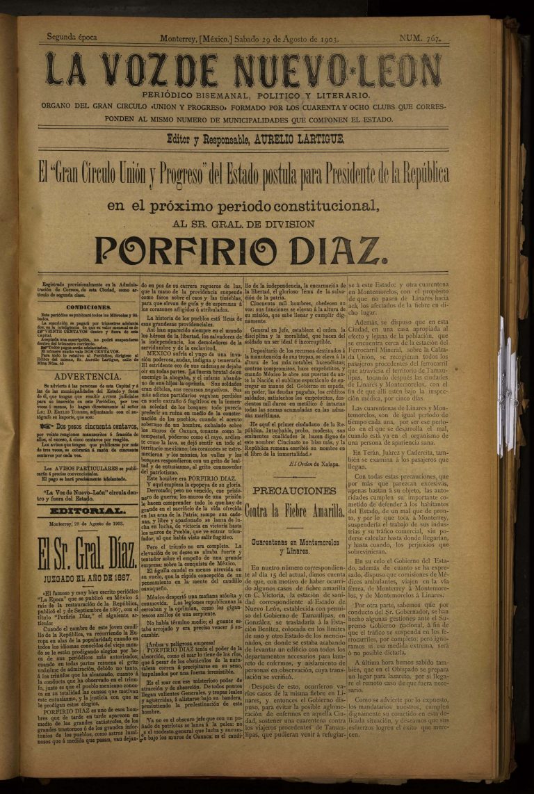 Cuarentena y cierre de caminos. Medidas para controlar la fiebre amarilla en Nuevo León 1903-1904